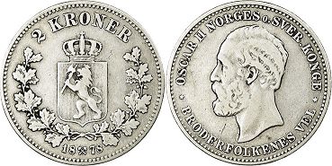 mynt Norge 2 kroner 1878