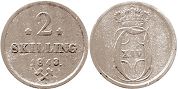 mynt Norge 2 skilling 1843