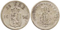 mynt Norge 25 öre 1876