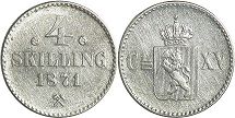 mynt Norge 4 skilling 1871