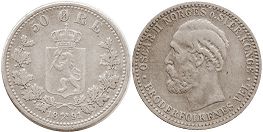 coin Norway 50 ore 1891