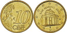 pièce San Marino 10 euro cent 2002