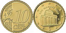 pièce de monnaie San Marino 10 euro cent 2008
