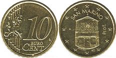pièce San Marino 10 euro cent 2018