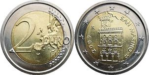mynt San Marino 2 euro 2009