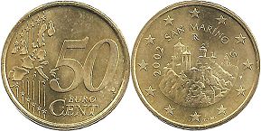 mynt San Marino 50 euro cent 2002