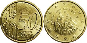 coin San Marino 50 euro cent 2008