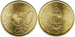 mince San Marino 50 euro cent 2019