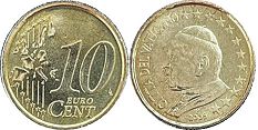 moneta Vatican 10 euro cent 2005