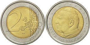 pièce de monnaie Vatican 2 euro 2002