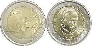 mince Vatikán 2 euro 2014