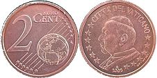 pièce de monnaie Vatican 2 euro cent 2005