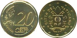 moneda Vaticano 20 euro cent 2019