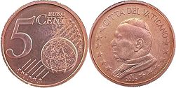 pièce Vatican 5 euro cent 2005
