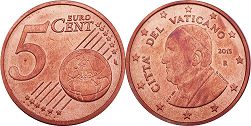 mince Vatikán 5 euro cent 2015