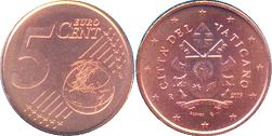moneda Vaticano 5 euro cent 2019