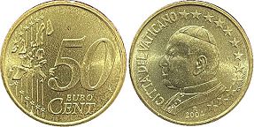 mince Vatikán 50 euro cent 2004