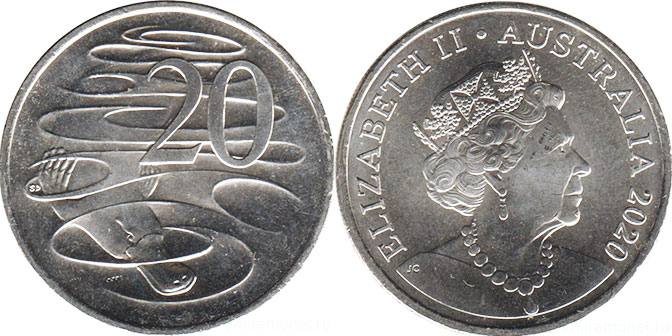 australian coin 20 cents 2020 Elizabeth II