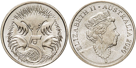 australian coin 5 cents 2020 Elizabeth II