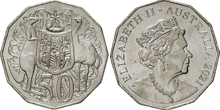 australian coin 50 cents 2021 Elizabeth II