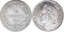 coin Belgium 1/2 franc 1844