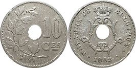 coin Belgium 10 centimes 1902