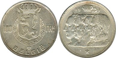 pièce Belgique 100 francs 1951