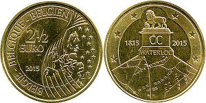 moneta Belgio 2 1/2 euro 2015