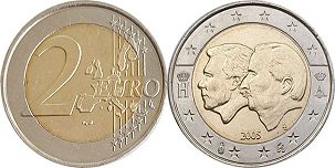 mynt Belgien 2 euro 2005