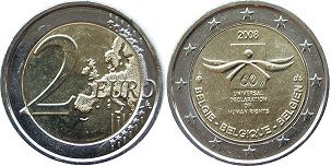 moneta Belgio 2 euro 2008