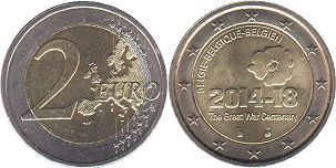 moneta Belgio 2 euro 2014