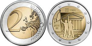 moneta Belgio 2 euro 2018