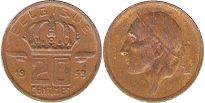coin Belgium 20 centimes 1959