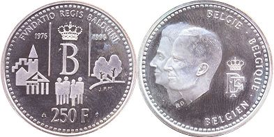 pièce Belgique 250 francs 1996