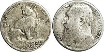 pièce Belgique 50 centimes 1901