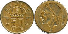 pièce Belgique 50 centimes 1954