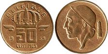 coin Belgium 50 centimes 1955