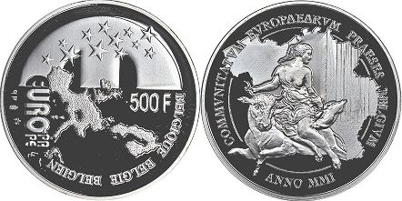 pièce Belgique 500 francs 1999