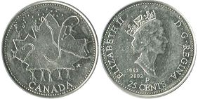 monnaie canadienne commémorative 25 cents 2002