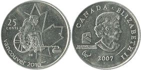 monnaie canadienne commémorative 25 cents 2007