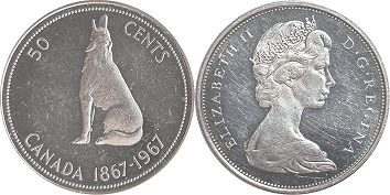 moneda canadian conmemorativos50 centavos 1967