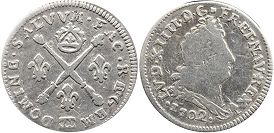moneda Francia 10 sols 1702