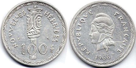 New Hebrides 100 francs 1966