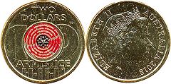 australian commemmorative coin coloured 2 dollars 2018