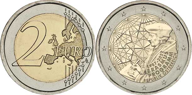 Austia coin 2 euro 2018px; Austia coin 2 euro 2022