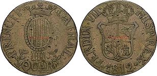 monnaie Catalonia 3 quartos 1812