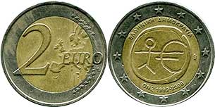 coin Germany 2 euro 2007 coin Greece 2 euro 2009