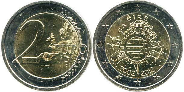 coin Italy 2 euro 2012 coin Ireland 2 euro 2012