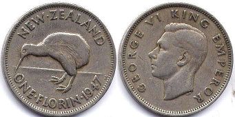 New Zealand 1 florin 1947