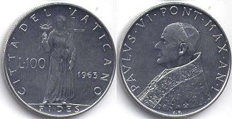 Vatican 100 lire 1963